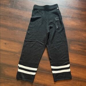 Black Knit Sweatpants with White Stripe Details new